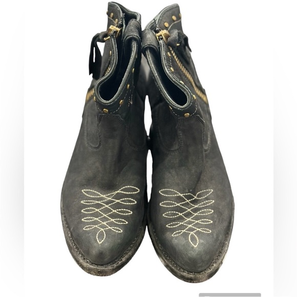 Anine Bing Size 39 8 low cowboy western boots booties black star concert H1 - Picture 6 of 9